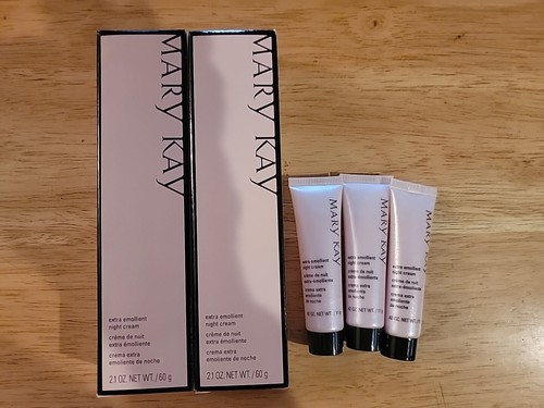 Mary Kay Extra Emollient Night Cream 2 Full & 3 Travel/Purse Sizes NEW