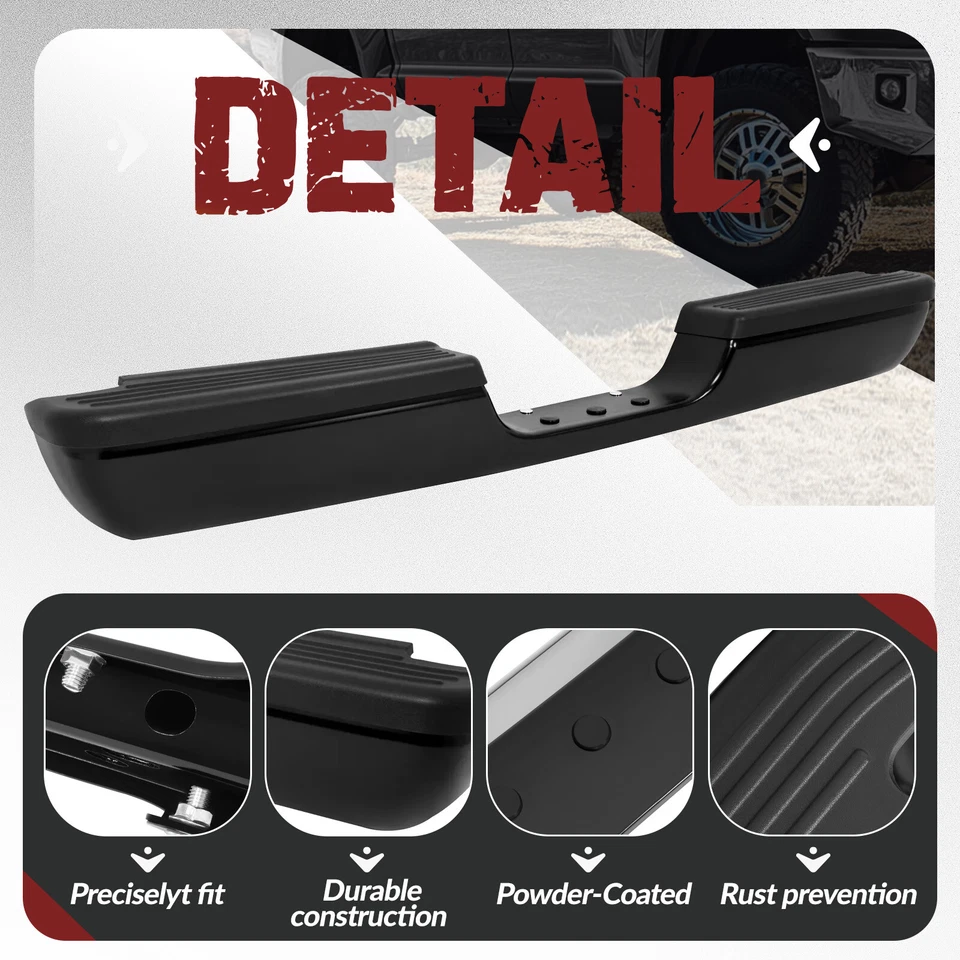 New Black Rear Step Bumper Assembly For 1994-2001 RAM 1500 1994-2002 Ram 2500 - Image 4 of 4