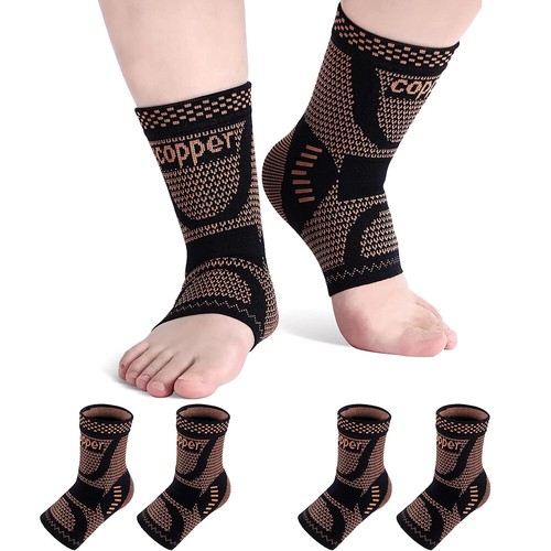 Copper Ankle Support Brace Stabilizer Foot Pain Relief Compression Sleeve Socks - Picture 3 of 13