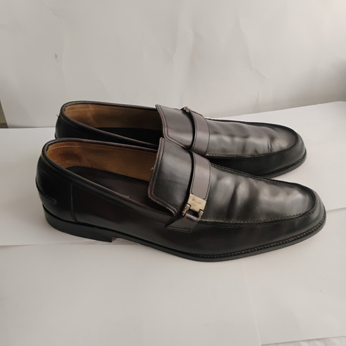 Ferragamo Mens Shoes 13EE Gancio Smooth Leather Loafers Handmade Italy
