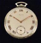VERY RARE 19 KARAT GOLD BULOVA  "PHANTOM" GENTS POCKET WATCH, SERVICED! — photo 1
