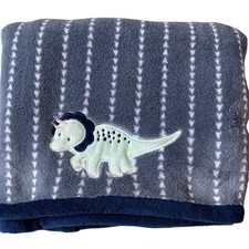 Parents Choice Baby Blanket Dinosaur Triceratops Grey Navy Hearts 30x40 5107103R