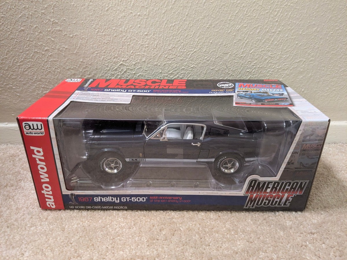 auto world 1967 Shelby GT500 ダイキャストモデル Auto world 1/18 1967 Shelby gt500 ford mustang blue NIB 500th