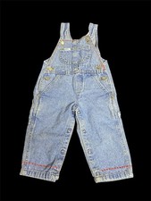 Vtg Lee Jeans Toddler Denim Overalls 18m Heart Embroidery Front Pocket