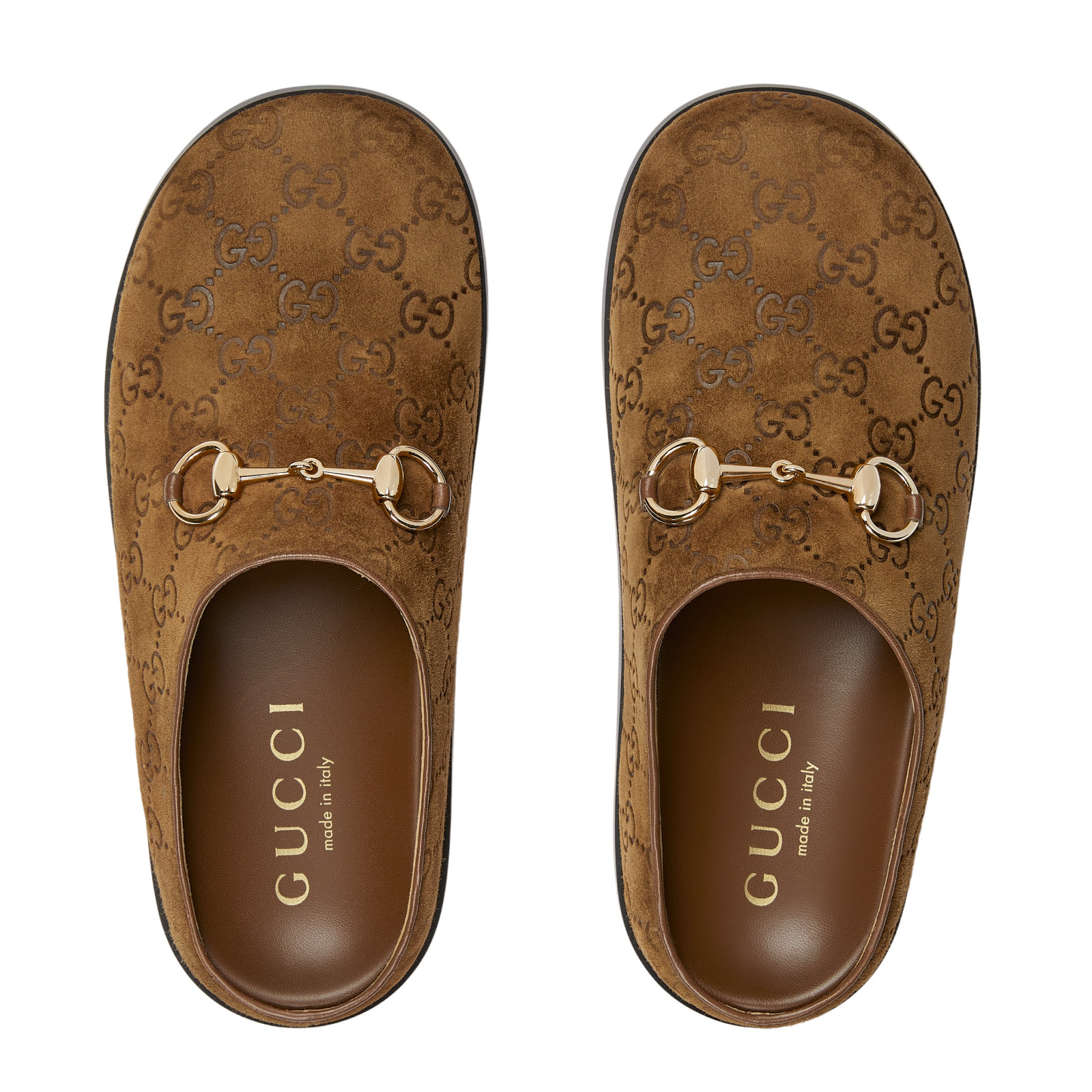 GUCCI Horsebit $890 Women's Brown GG Suede Mules New & Authentic image 3