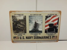 U.S. NAVY SUBMARINES 12x8 Aluminum Indoor Outdoor Metal Sign Wall Art Decor
