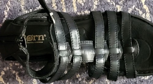 Born Womens Tripoli Sandal Size 7 black Leather Strappy Gladiator Fl Zip Up Shoe - Picture 8 of 11