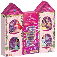 DIY Disney Princess Castle Bracelet Kit - 332 pcs Jewelry Set, Create 12 Bracele