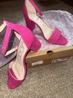 SUGAR Fuchsia Strappy Microsuede "Machelene" Open Toe Block Heel Sandals 9M EUC — photo 1