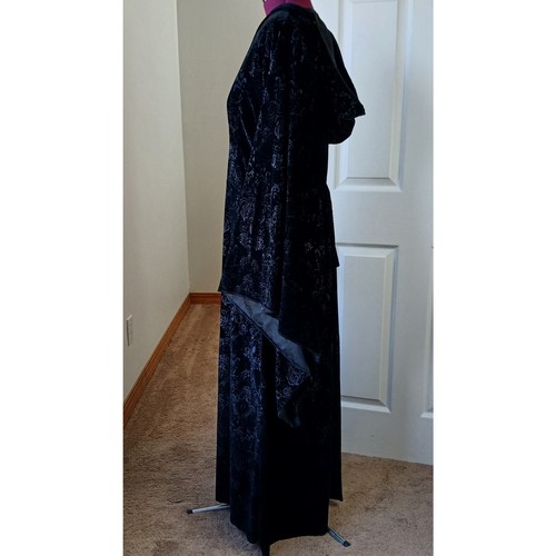 Spirit Halloween Samt Morgenmantel mit Kapuze Erwachsene Übergröße 2X schwarz Paisley Velours - Bild 2 von 14