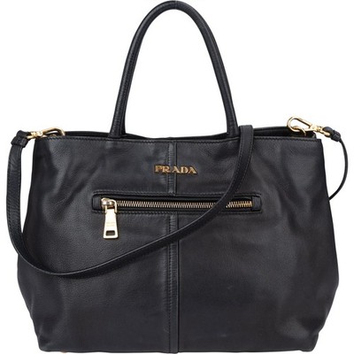 Prada Black Calf Leather City Handbag Tasche
