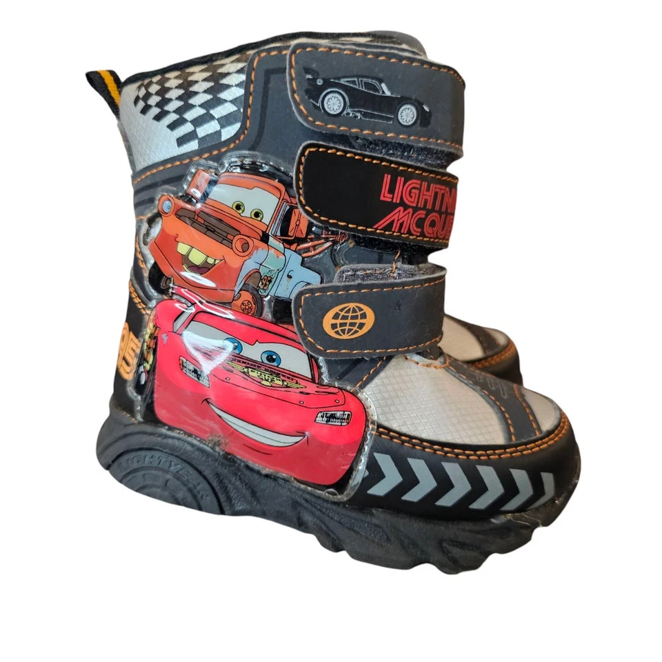 Disney Cars Lightning Mcqueen Mater Winter Snow Boots Boys Toddler Size 6 Black - Image 2 of 4