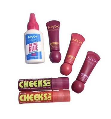 NYX Bundle: Face Glue Primer, Fat Juicy Plump Blush, Smooshy Lip Balm  