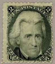 US Scott#93 OG 1867 2c Blackjack w/clear F grill, almost 4 clear margins