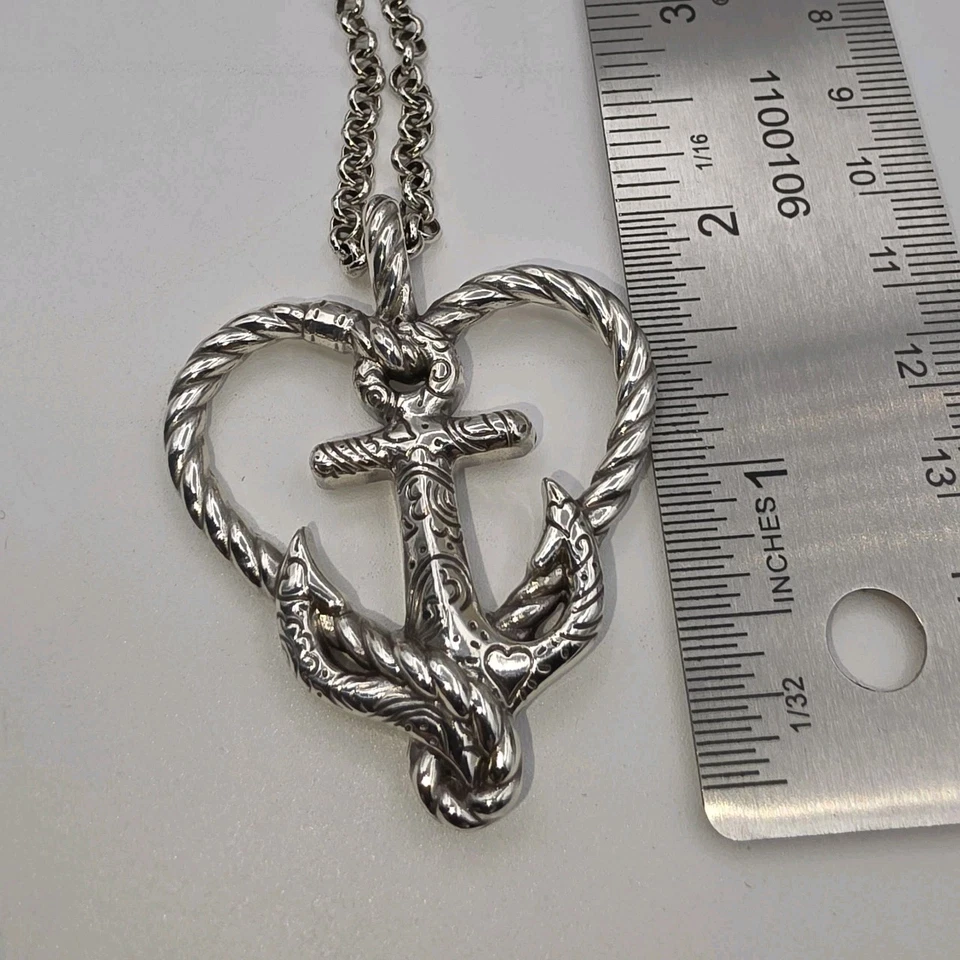 Brighton Anchored in Love Necklace Silver Tone Nautical Anchor Heart Pendant - Image 4 of 4
