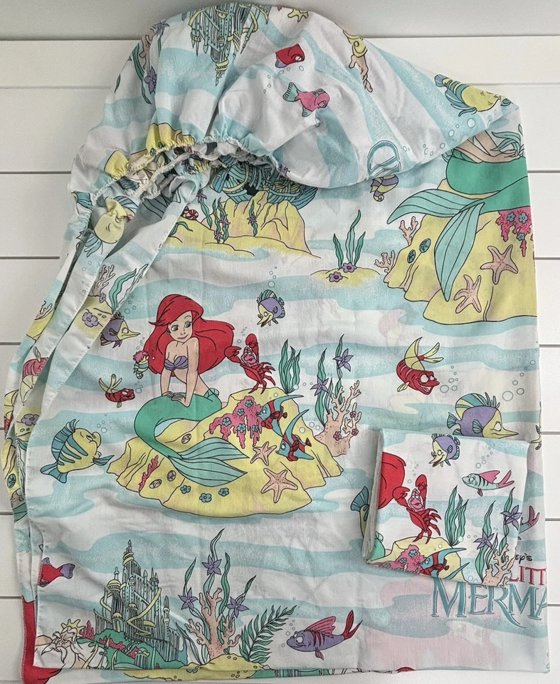 老式迪士尼小美人鱼双床贴合床单枕套面料 — 第 2/4 张图片
