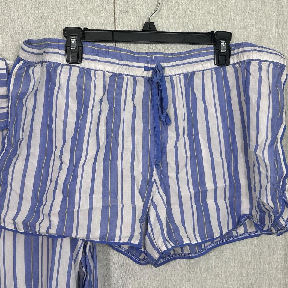 Gilligan & O’Malley Women’s Sz XXL Tencel Pajama Set Blue White Striped VGUC (S) - Image 3 of 4