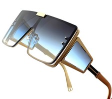 Fashion Sunglasses Men Rectangular Metal Frame Oversized Luxury Shades Hip Hop
