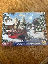 Springbok Winter  s Home 500-Piece Jigsaw Puzzle, Christmas Theme, Multicolor