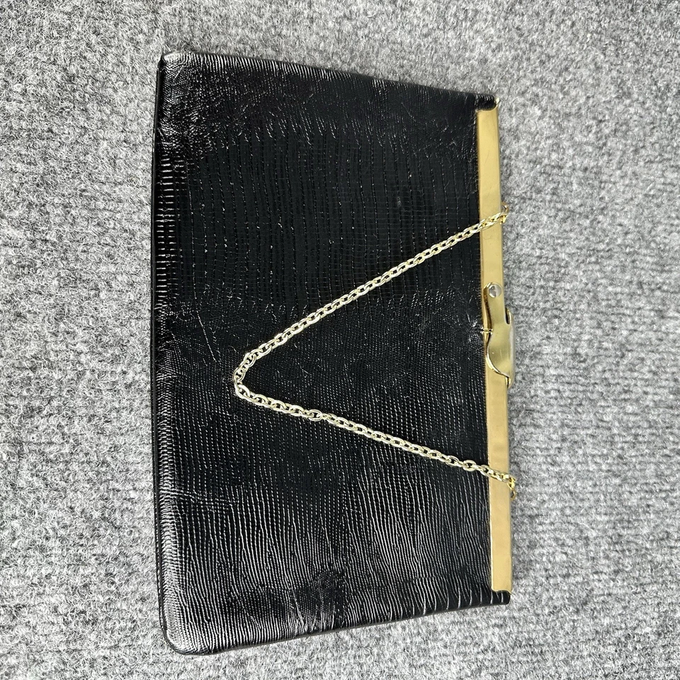 Bolso sin asas vintage de cuero genuino Etra de los 80 con correa de cadena dorada Foto 4 de 4