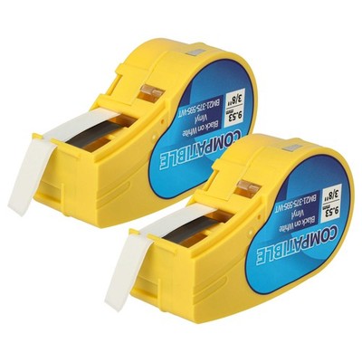 2x Schriftband für Brady M210 M210-LAB M211 Schwarz/Weiß Vinyl 9,35mm 6,4m