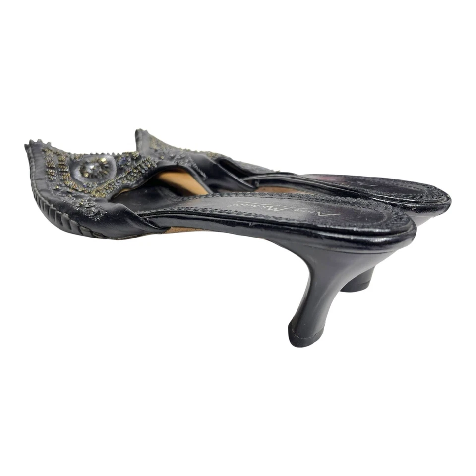 Zuecos de mula Anne Michelle 10 lentejuelas con joyas punta negros Y2K años 90 góticos Foto 3 de 4