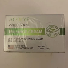 Acolye Organic Wild Yam Hormone Balance Cream For Full Body Use 3.38oz. 07/2027