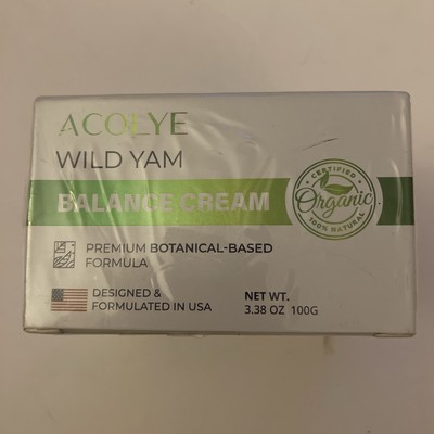 Acolye Organic Wild Yam Hormone Balance Cream For Full Body Use 3.38oz. 07/2027
