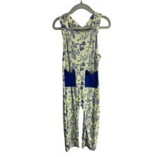 Kate Quinn Jungle Print Romper Green Blue Bamboo Snaps Pockets Toddler 2T