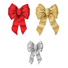 Holiday Trim 6166 Shimmering Christmas Glitters Wired Bow- Pack Of 12