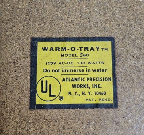 Warm-O-Tray Model 60 Electric 17" Woodgrain MCM Retro Casserole Warming Tray - Picture 6 of 6