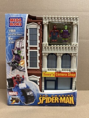Mega Bloks 1969 The Amazing Spider-Man & Green Goblin Marvel City Towers - NEW