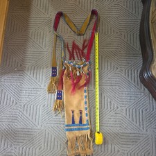 Native American Style Handmade  Leather Fringe Bag