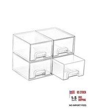 4 Pack Small Clear Stackable Storage Drawers,Acrylic Bathroom 4pack-Clear