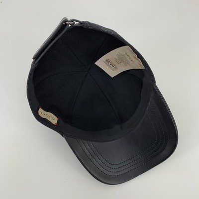 Gucci GG Monogram Logo Denim Cotton Baseball Cap Hat Black and