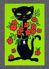 Vintage Swap Playing Cards Single Retro Green Black Cat Card