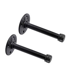 1/2" Industrial Black Iron Pipe Shelf Brackets, Rustic Wall Mounted 6 Inch 2.0