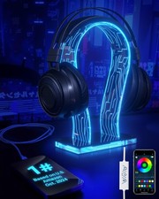 LED Gaming Headset Stand RGB Headphone Holder App Control Acrylic USB Light