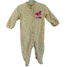 Vintage Carters yellow butterfly footie pajamas sleepwear 0-3 month girls floral