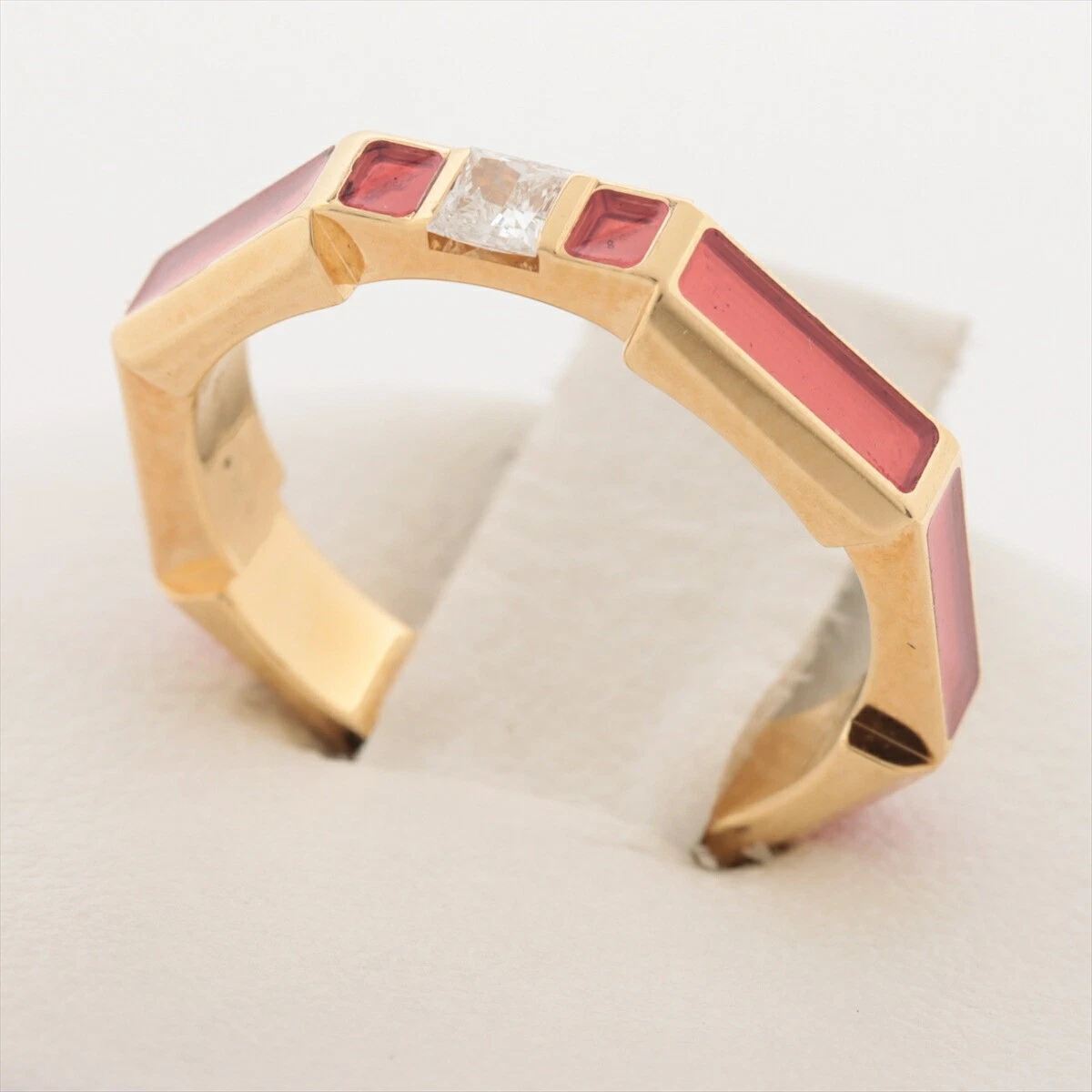 Bague Gucci Link To Love diamant émail 750 YG US5 bijoux d'occasion