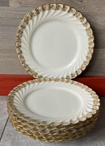 6 Haviland H&Co Limoges France Scalloped Gold Leaves Salad Plates ca 1876-89 - Picture 3 of 8