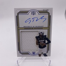 2025 Panini National Treasures College Materials Auto Shedeur Sanders RC # /49