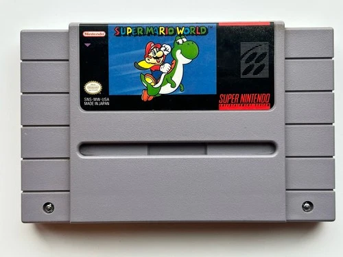 Nintendo Super Mario World SNES Game Cartridge. Cleaned and Tested. Read.