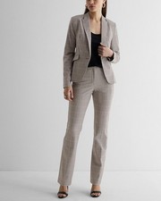 NEW EXPRESS 88 GRAY PLAID MID RISE BOOTCUT EDITOR PANTS SZ 8