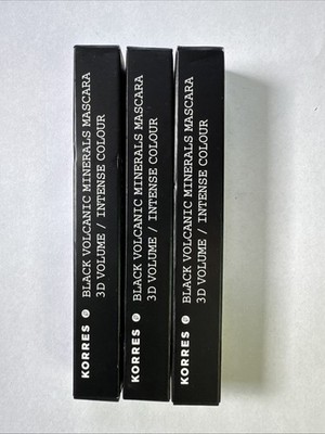 3 Korres Volcanic Minerals Mascara 3d Volume Intense Colour 0.27 Fl. Oz Lot Of 3