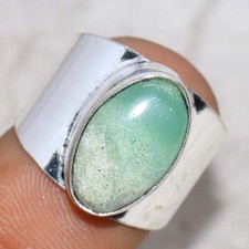 Chrysoprase 925 Silver Plated Ring US 7 Jewelry Gift GW