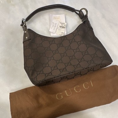 Gucci Brown GG Monogram Shoulder Bag Silver Hardware Dust Bag Brand Card