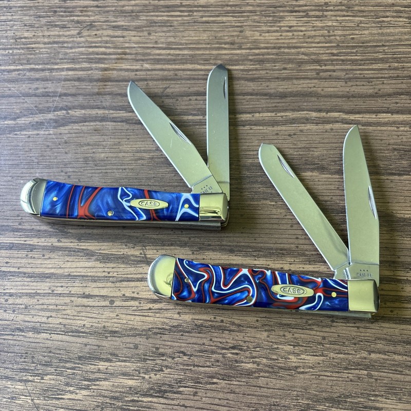 Case XX - Trappers - Patriotic Kirinite - 2 Knives - 10254 SS - Stainless Steel