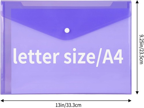28PCS Plastic Folders A4 Letter Size Snap Closure 8 Colors - Picture 2 of 5