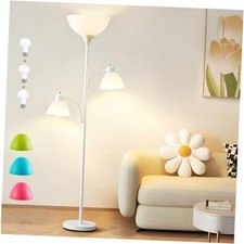Floor Lamp, 72" Tall Standing Floor Lamp with 5 Replace Lampshades, White